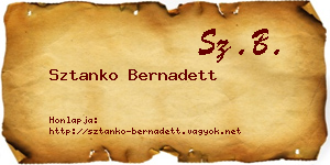 Sztanko Bernadett névjegykártya